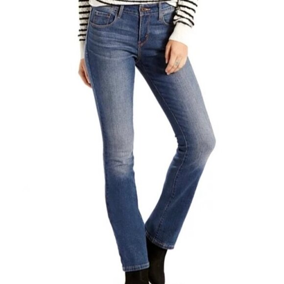 Levi’s Women's Blue Denim Medium Wash Mid Rise Stretch 515 Bootcut Jeans Size 8 - Picture 1 of 12